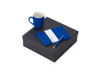 Подарочный набор с блокнотом С1, металлической ручкой и кружкой, синий , размер гибкая обложка