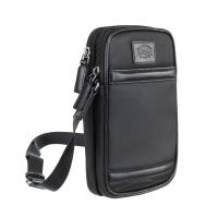 Сумка через плечо KLONDIKE "URBAN", натуральная кожа/канвас, черный цвет, 12 х 19 х 4,5 см