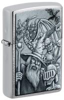 Зажигалка ZIPPO Mystical Beings Design с покрытием Brushed Chrome, латунь/сталь, серебристая, 38x13x57 мм