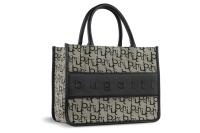 Сумка-тоут BUGATTI Elea, бежево-черный цвет, жаккард/воловья кожа/полиэстер, 30 х 13 х 22,5 см