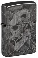 Зажигалка ZIPPO Mushroom Skulls с покрытием High Polish Black, латунь/сталь, черная, глянцевая, 38x13x57 мм