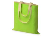 Сумка для шопинга Twin двухцветная из хлопка, 180 г/м2, зеленое яблоко/натуральный