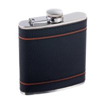 Фляга S.Quire 0,18 л, сталь+искусственная кожа, черно-коричневая