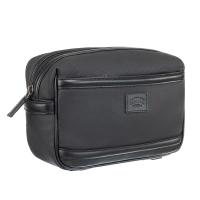 Несессер KLONDIKE "URBAN", натуральная кожа/канвас, черный цвет, 24 х 15 х 10 см