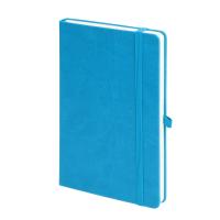 Бизнес-блокнот "Justy", 130*210 мм, лазурный, твердая обложка,  резинка 7 мм, блок-линейка