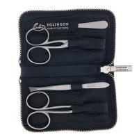 Маникюрный набор Erbe, 4пр. Футляр: натур.кожа, цвет черный