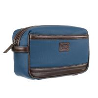 Несессер KLONDIKE "URBAN", натуральная кожа/канвас, синий/темно-коричневый цвет, 24 х 15 х 10 см