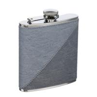 Фляга S.Quire 0,18 л, сталь+искусственная кожа, светло-серая