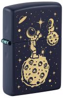 Зажигалка ZIPPO Lost in Space Design с покрытием Navy Matte, латунь/сталь, синяя, 38x13x57 мм
