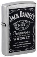 Зажигалка ZIPPO Jack Daniels® с покрытием Street Chrome, латунь/сталь, серебристая, 38x13x57мм