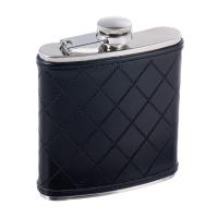 Фляга S.Quire 0,18 л, сталь+искусственная кожа,черная