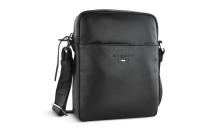 Сумка наплечная мужская BUGATTI Romeo, черная, воловья кожа/полиэстер, 16х4,5х21 см, 1,5 л