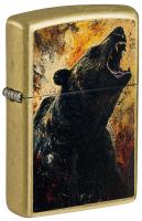 Зажигалка ZIPPO Grizzly Roar Design с покрытием Street Brass, латунь/сталь, золотистая, 38x13x57 мм