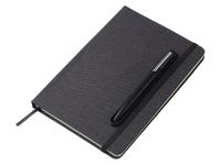 Набор блокнот А5 с магнитным держателем для ручки и подставкой для телефона и металлической шариковой ручкой NotaBene, черный