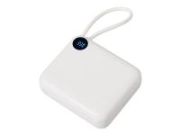 Внешний аккумулятор со встроенным кабелем Liri, QC/PD, 10000 мАч, теплый белый