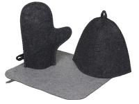 Банный набор из шапки, рукавицы и коврика Calm, серый