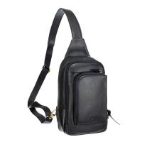 Рюкзак с одним плечевым ремнем KLONDIKE "URBAN", натуральная кожа, чёрный цвет, 15,5 х 10 х 26 см