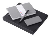 Подарочный набор c блокнотом С2, ручкой и повербанком 5000 mAh, серый , размер твердая обложка