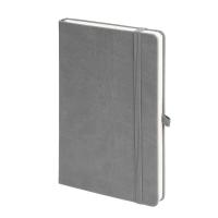 Бизнес-блокнот "Justy", 130*210 мм, серый, твердая обложка,  резинка 7 мм, блок-линейка
