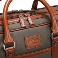 Портфель KLONDIKE "URBAN", натуральная кожа/канвас, оливковый/коричневый цвет, 40 х 30 х 11 см