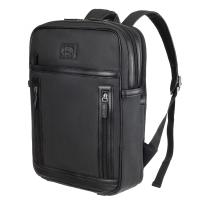 Рюкзак KLONDIKE "URBAN", натуральная кожа/канвас, черный цвет, 30 х 40 х 11 см