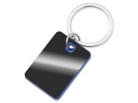 Металлический брелок с пластиковой цветной вставкой SteelPop Rct, серебристый с синим