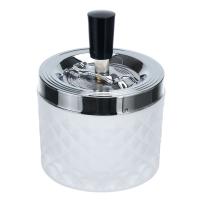 Пепельница S.Quire круглая, сталь, покрытие хром, стекло, белая, 90 мм