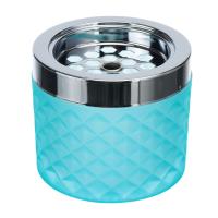 Пепельница S.Quire круглая, сталь, покрытие хром, стекло, бирюзовая, 90 мм