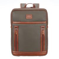 Рюкзак KLONDIKE "URBAN", натуральная кожа/канвас, оливковый/коричневый цвет, 30 х 40 х 11 см