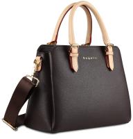 Сумка женская BUGATTI Ella, тёмно-коричневая, полиуретан, 30х12х23 см