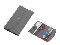Органайзер для документов на кнопке с отделением для купюр и ручки, упаковка в индивидуальный пакет, серый