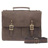 Сумка KLONDIKE «Barry», натуральная кожа в темно-коричневом цвете, 40 х 31 х 10 см