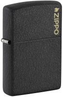 Зажигалка ZIPPO Logo с покрытием Black Crackle™, латунь/сталь, чёрная, матовая, 38x13x57 мм