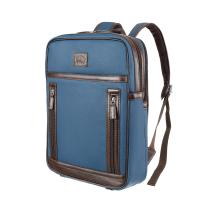 Рюкзак KLONDIKE "URBAN", натуральная кожа/канвас, синий/темно-коричневый цвет, 30 х 40 х 11 см
