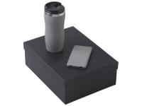 Подарочный набор c вакуумной термокружкой и повербанком С1, серый , размер 5000 mAh