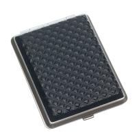 Портсигар S.Quire, сталь+искусственная кожа, черный цвет гладкий, 74*95*18 мм