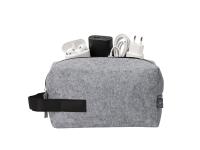 Органайзер для электроники и проводов Felt из RPET-фетра с ручкой, серый с черным