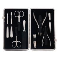 Маникюрный набор Erbe, 9пр. Футляр: натур.кожа, цвет черный