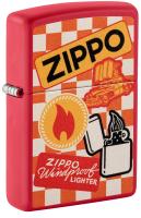 Зажигалка ZIPPO Retro Design с покрытием Red Matte, латунь/сталь, красная, матовая, 38x13x57 мм