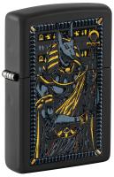 Зажигалка ZIPPO Anubis с покрытием Black Matte, латунь/сталь, черная, 38x13x57 мм
