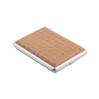 Портсигар S.Quire, сталь+натуральная кожа, коричневый цвет с рисунком, 74*95*18 мм