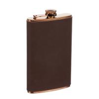 Фляга S.Quire 0,27 л, сталь+кожа спилок, коричневая