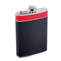 Фляга S.Quire 0,24 л, сталь+искусственная кожа, черно-красная