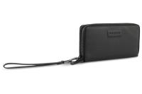 Кошелёк женский BUGATTI Elsa, с защитой данных RFID, чёрный, воловья кожа/полиэстер, 19х3х10,5 см