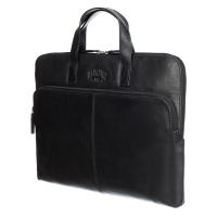 Сумка для ноутбука KLONDIKE "URBAN", натуральная кожа, черный цвет, 38 х 28 х 4 см