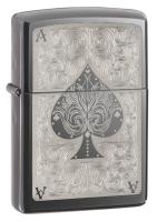 Зажигалка ZIPPO Classic с покрытием Black Ice ®, латунь/сталь, чёрная, глянцевая, 38x13x57 мм