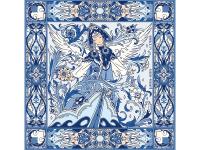 Платок Царевна-Лебедь 100% шелк, синий