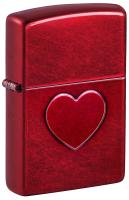 Зажигалка ZIPPO Stamped Heart Design с покрытием Candy Apple Red™, латунь/сталь,красная,глянцевая, 38x13x57мм