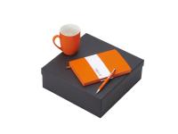 Подарочный набор с блокнотом С1, металлической ручкой и кружкой, оранжевый , размер гибкая обложка