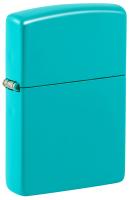 Зажигалка ZIPPO Classic с покрытием Flat Turquoise, латунь/сталь, бирюзовая, глянцевая, 38x13x57 мм